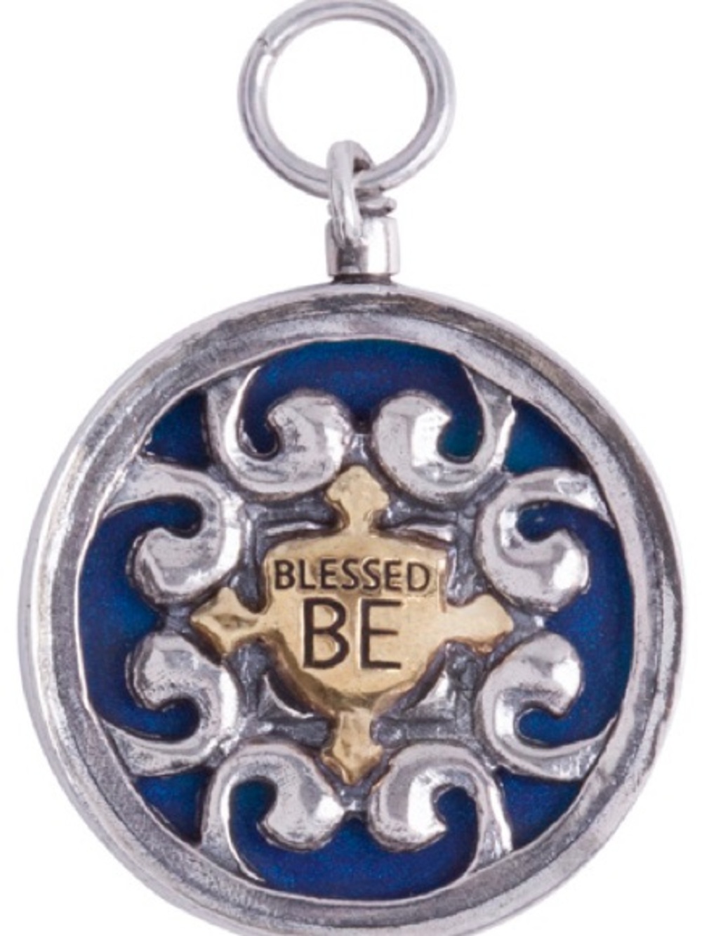 Waxing Poetic Blessed Be Blue and Silver Decorative Pendant